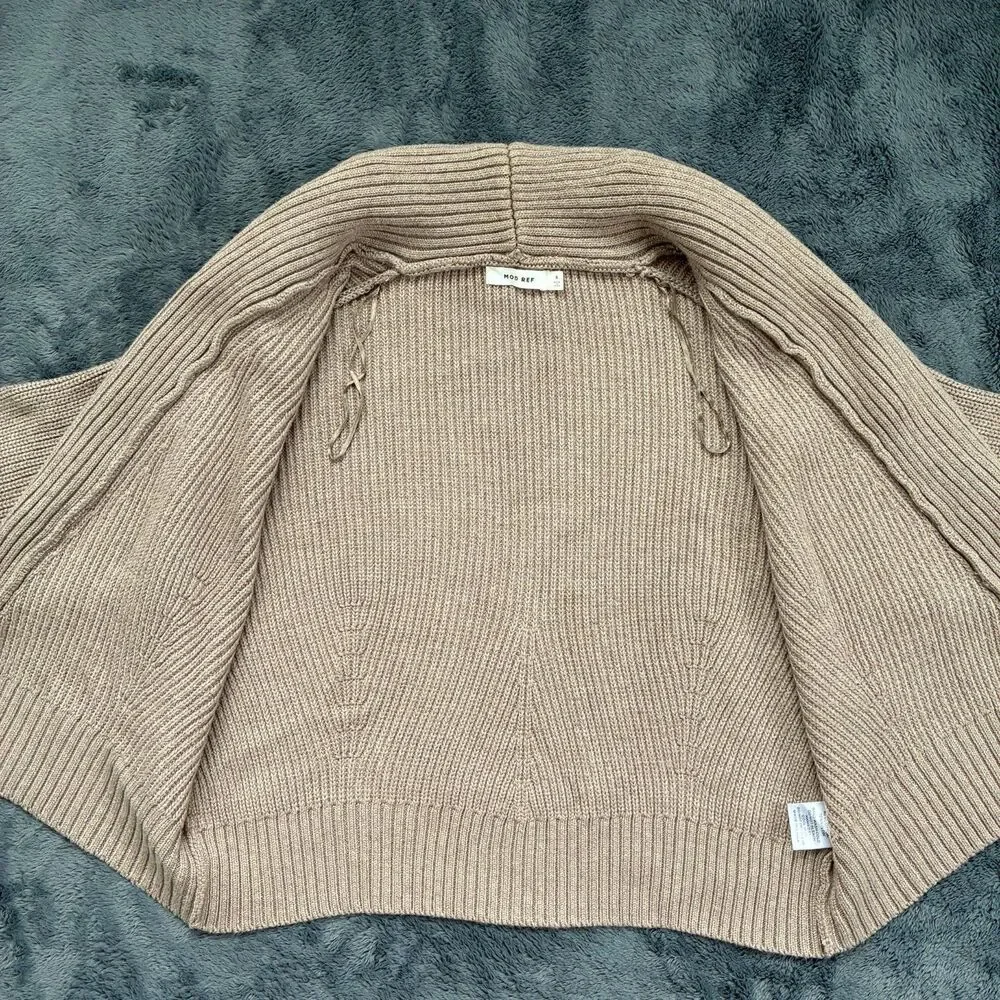 Mod Ref Quality Chunky Cropped Shrug Sweater Open Cardigan Neutral Basic Sz S